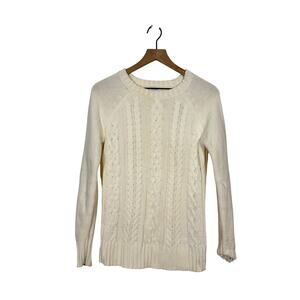Old Navy Cable Knit Sweater Womens Size Medium Cream Old Money Preppy Pullover